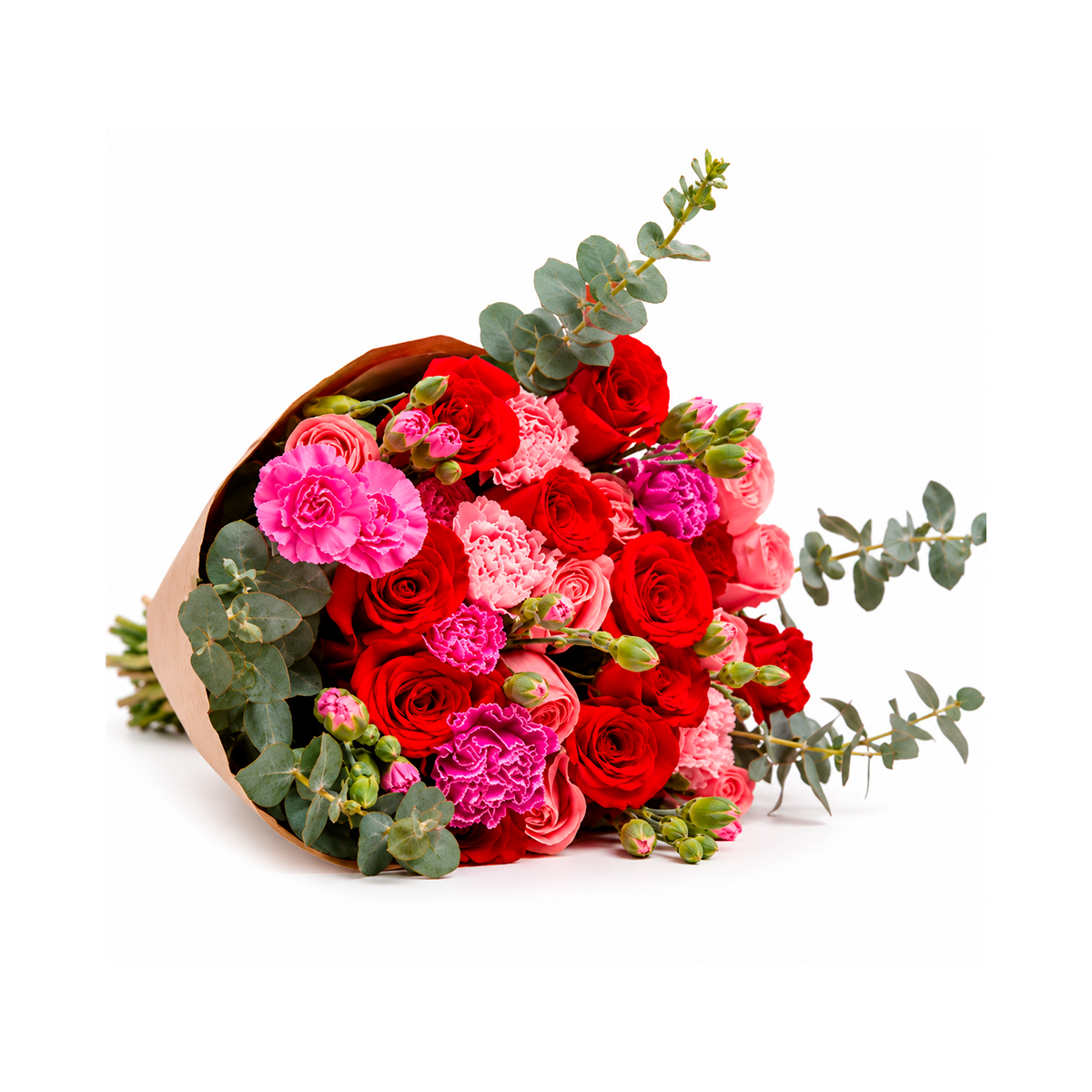 Bouquet 12 rosas y 12 claveles