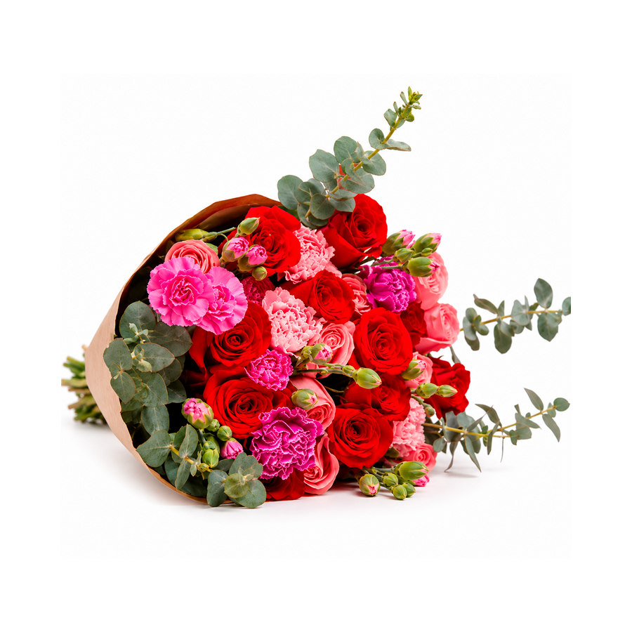 Bouquet 12 rosas y 12 claveles