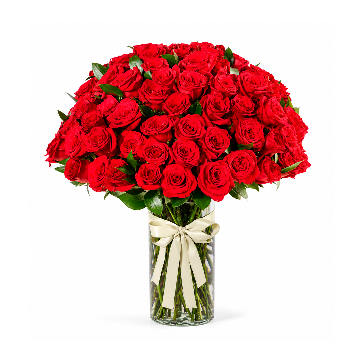 100 rosas en florero